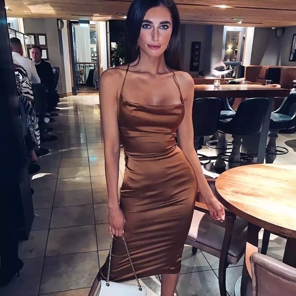 thedressblueprint Dresses & Skirts - neon satin lace up summer women bodycon long midi dress sleeveless backless